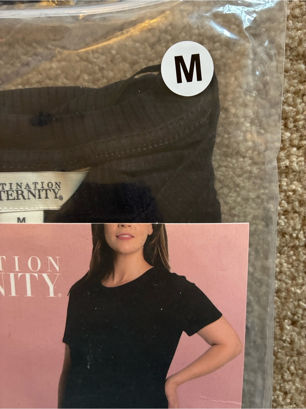 Destination Maternity Black Ribbed Core Tee - Size M - Picture 2 of 7